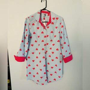 Vintage Gap Heart Button Down Sleepshirt  Nightgown Valentine’s NWT